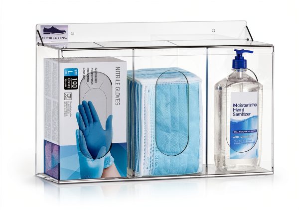 Clear Acrylic Medical Organizer Lid- 3 Wall Mount Dispenser - Shtiblet-0