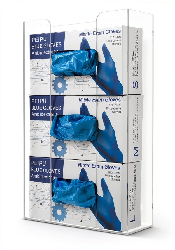 Stock Your Home Triple Acrylic Gloves Dispenser, Tissue Box Shelf, Glove Holder Wall Mount, for Kitchen, Cleaning Closet, Lab, Exam, Office-0
