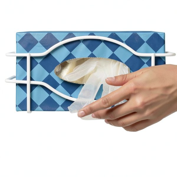 Stock Your Home (White) Metal Single Gloves Dispenser, Tissue Box Shelf, Glove Box Holder Wall Mount, for Kitchen, Cleaning Closet, Lab, Exam, Office-3